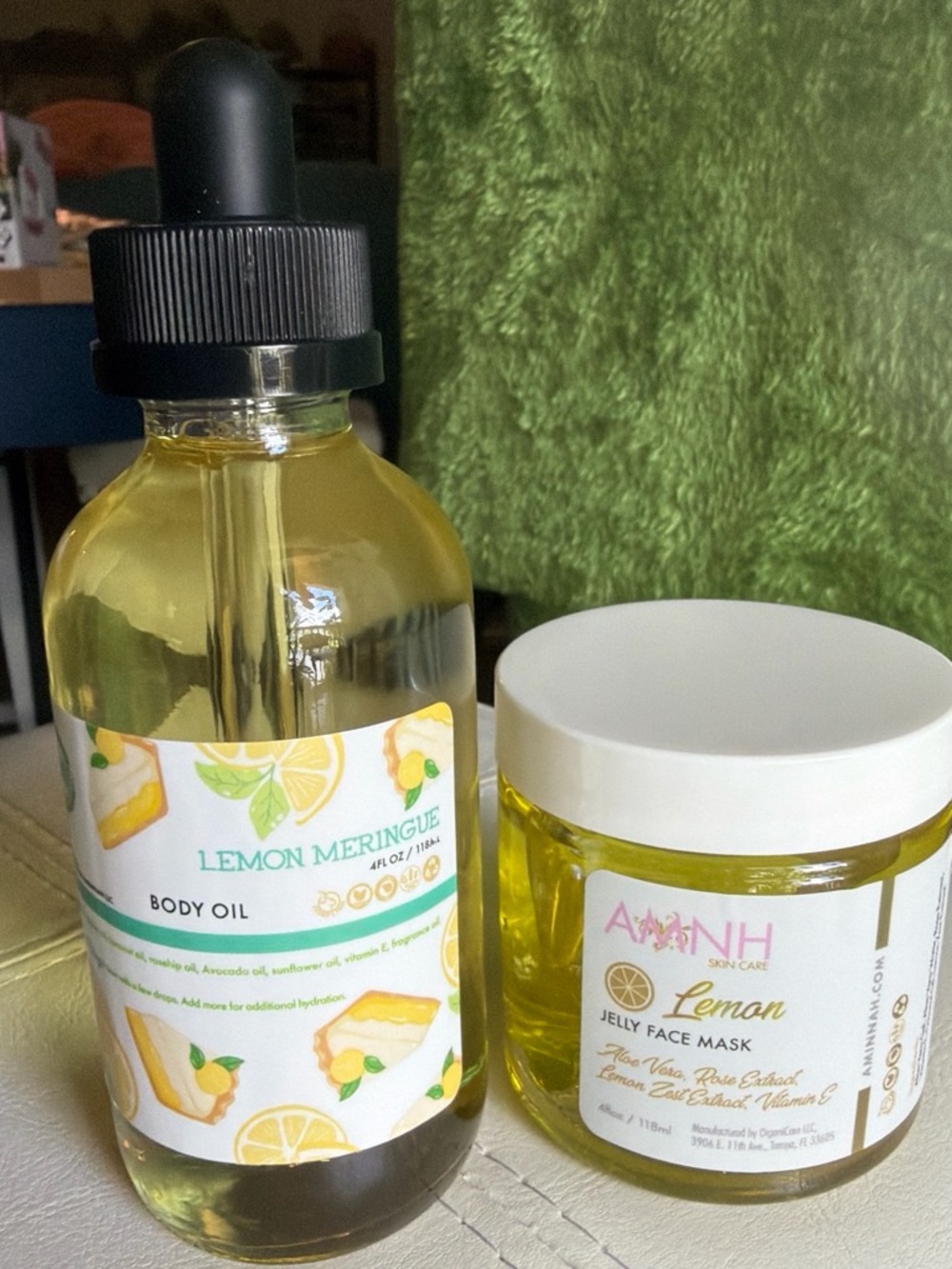 AMINNAH Lemon Meringue Body Oil & Lemon Jelly Face Mask - Yellow